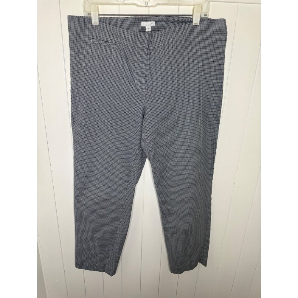 J. Jill Blue Black Houndstooth Plaid Stretch Mid Rise Capri Pants - Size 14